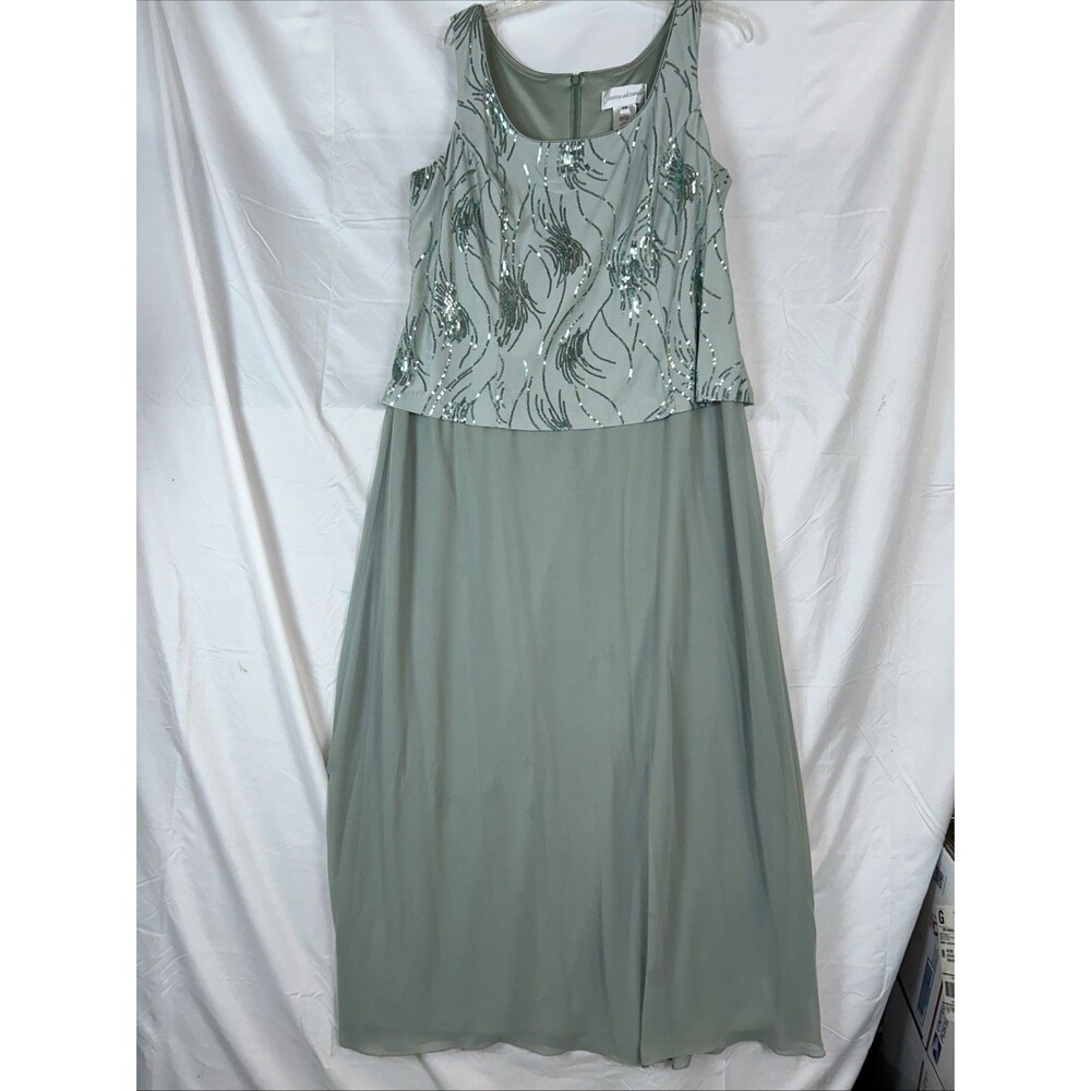 Jeanne Alexander Blue Sequins Evening Dress Size 16W & Jewelry Wedding Party
